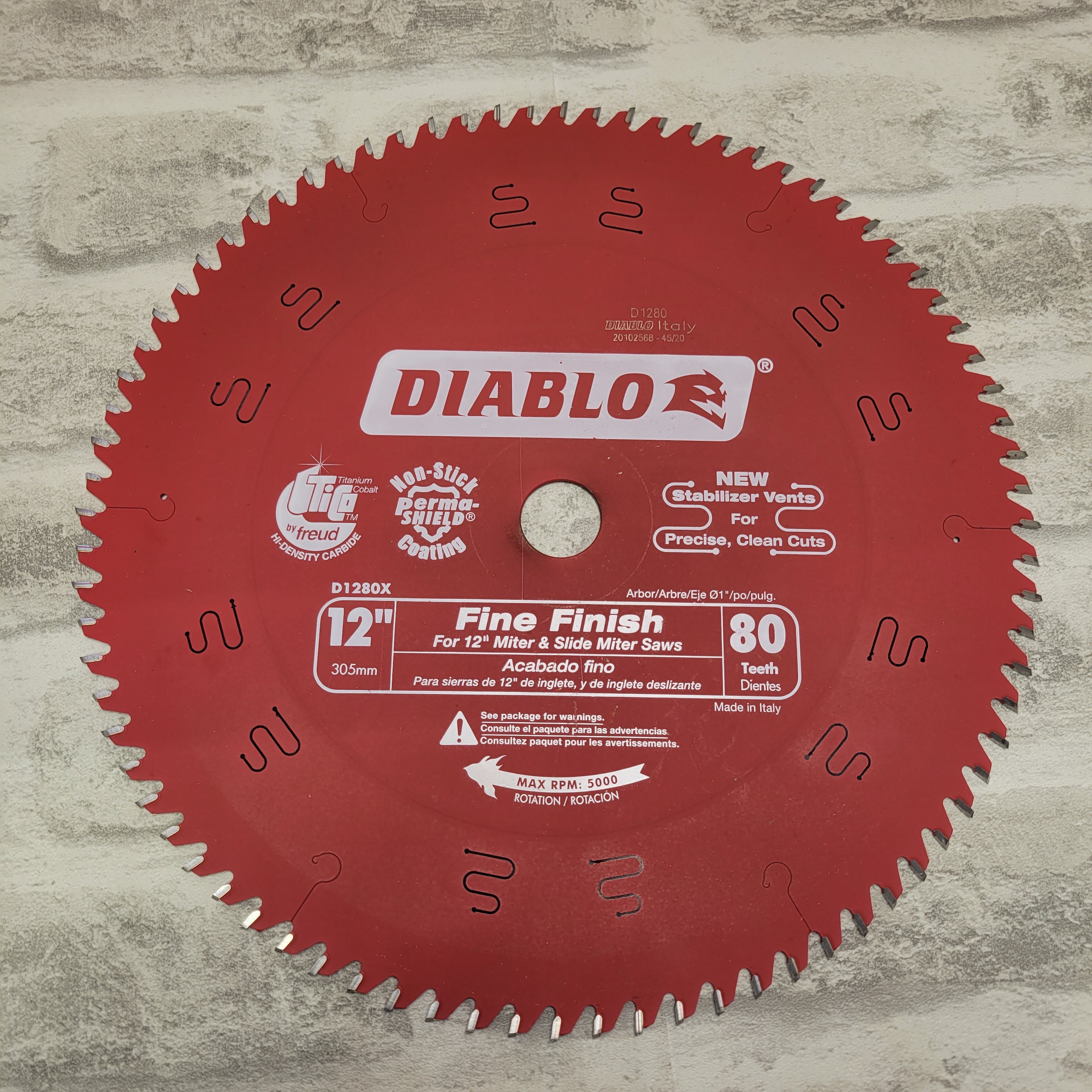 Diablo D1280X 12" 80T Diablo Fine Finish Work Chop/Slide Miter Saw Blade (7618984575214)